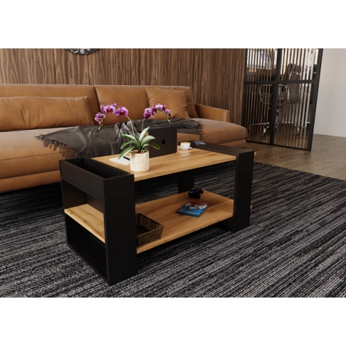 Stolik kawowy ST16 DC Wotan/Czarny ława z półką loft